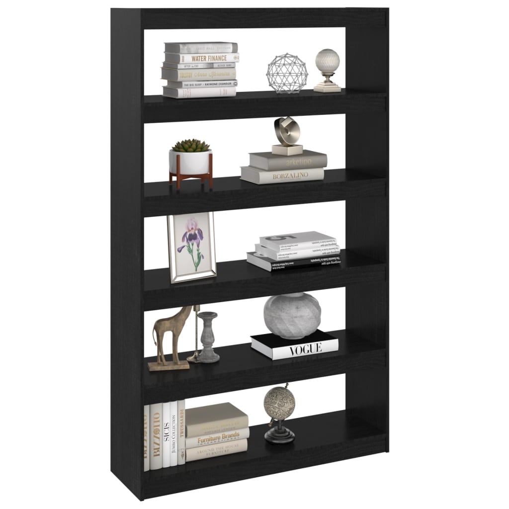 Bibliothèque/séparateur de pièce noir 100x30x167,5cm bois de pin massif