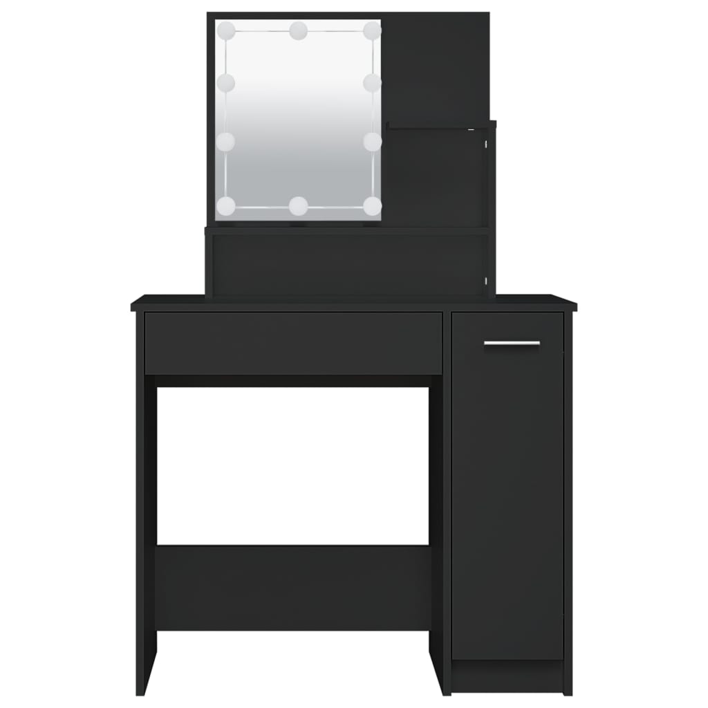 Dressing table with LED black 86.5x35x136 cm