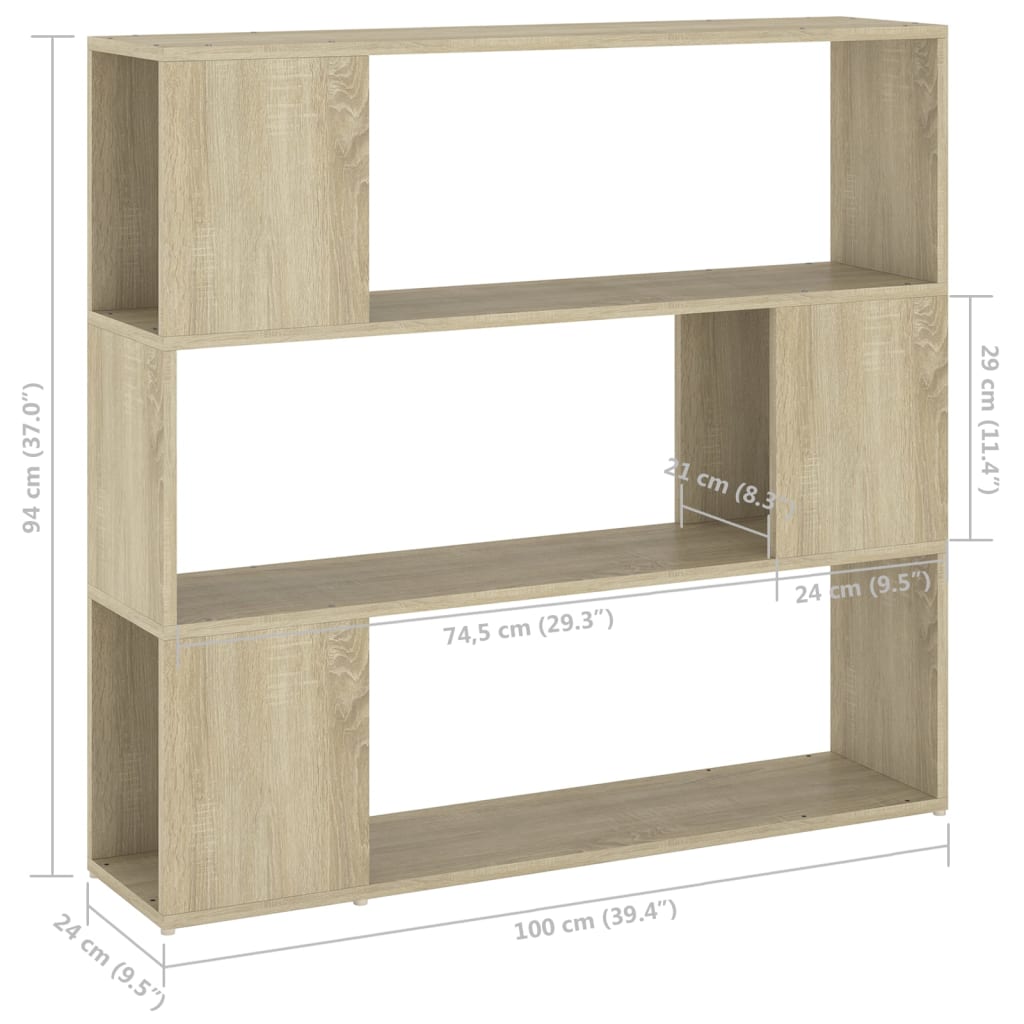 Bibliothèque séparateur de pièce chêne Sonoma 100x24x94 cm