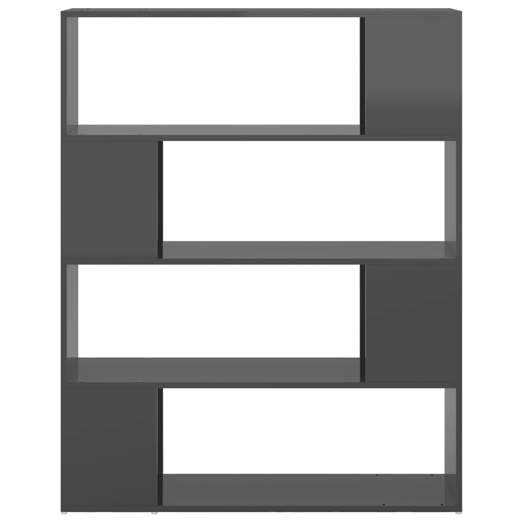 Bookcase room divider high-gloss gray 100x24x124 cm