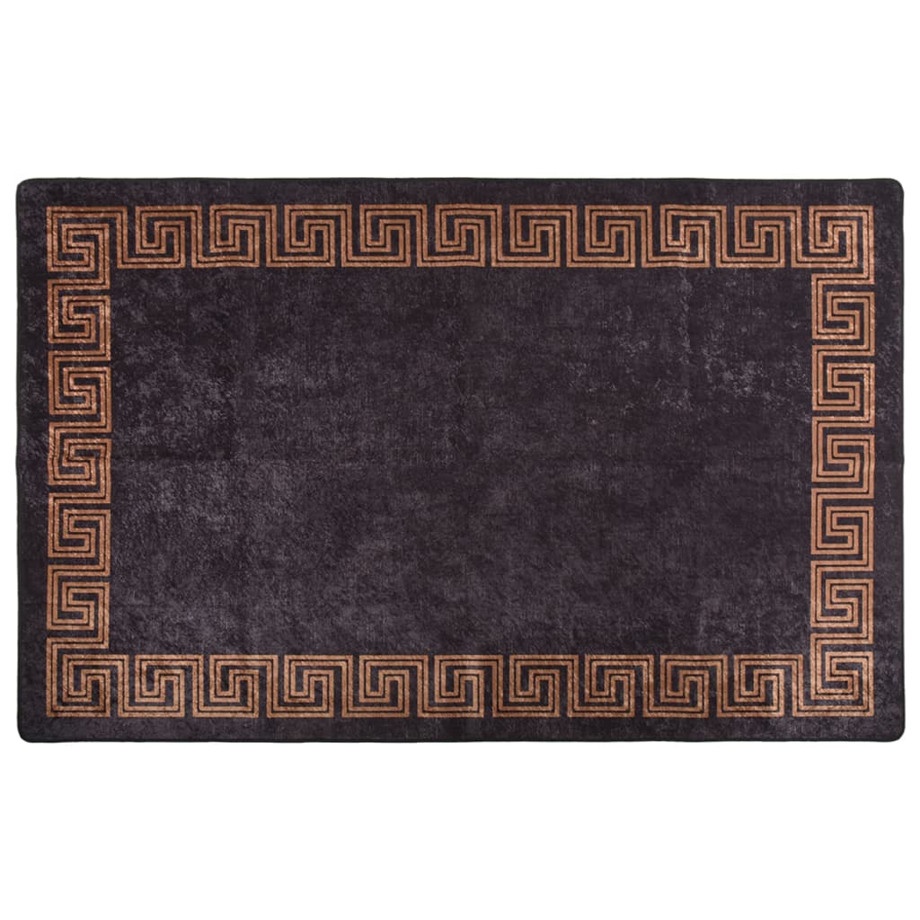 Tapis lavable 80x150 cm noir et doré antidérapant