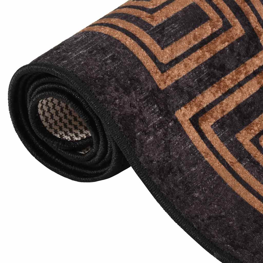 Tapis lavable 80x150 cm noir et doré antidérapant