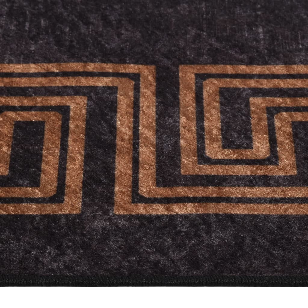 Tapis lavable 80x150 cm noir et doré antidérapant