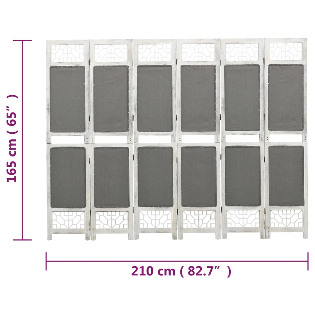 6 pcs. Room divider gray 210x165 cm fabric