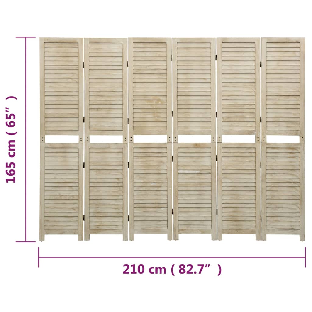 6 pcs. Room divider 210x165 cm solid paulownia wood