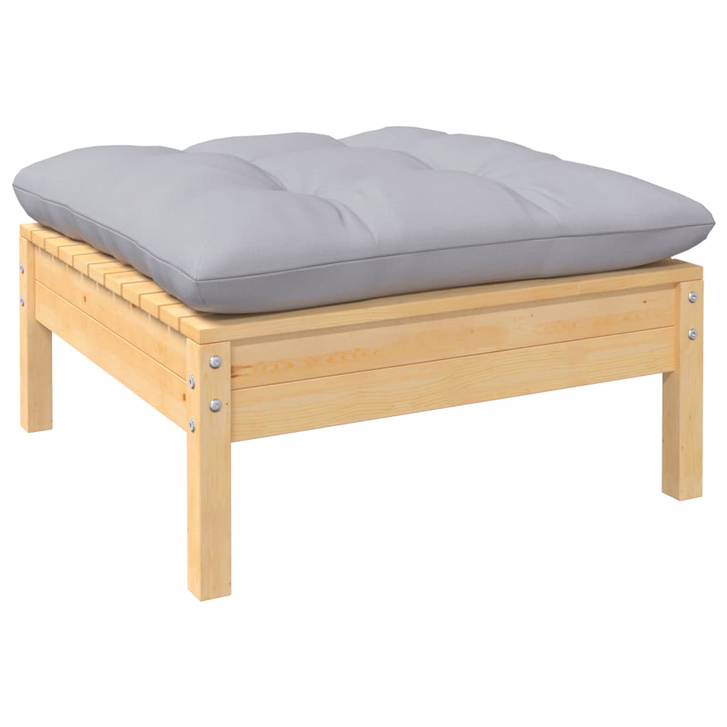 2-seater garden sofa with cushions in gray solid pine wood