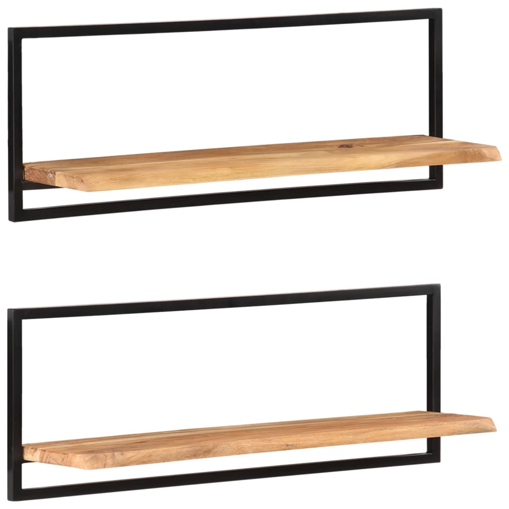 Etagères murales 2 pcs.100x24x35 cm bois d'acacia massif et acier
