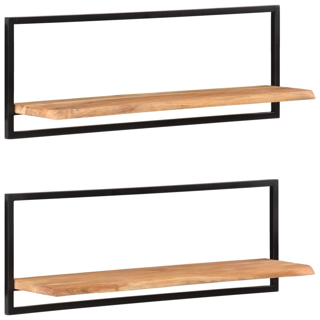 Etagères murales 2 pcs.100x24x35 cm bois d'acacia massif et acier