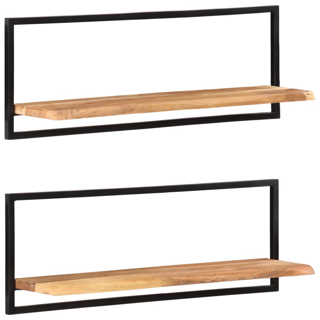 Etagères murales 2 pcs.100x24x35 cm bois d'acacia massif et acier
