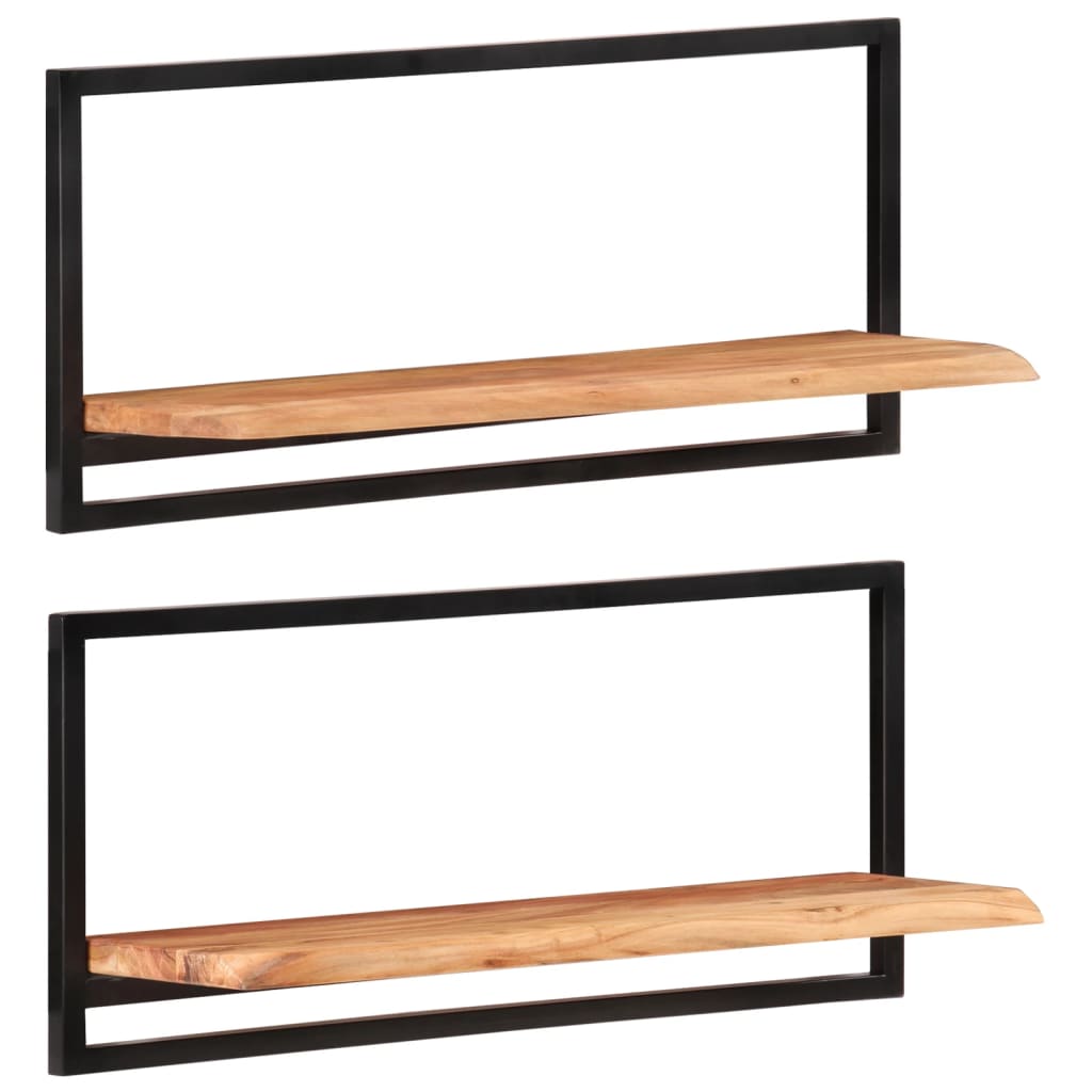 Etagères murales 2 pcs 80x25x35 cm bois d'acacia massif et acier