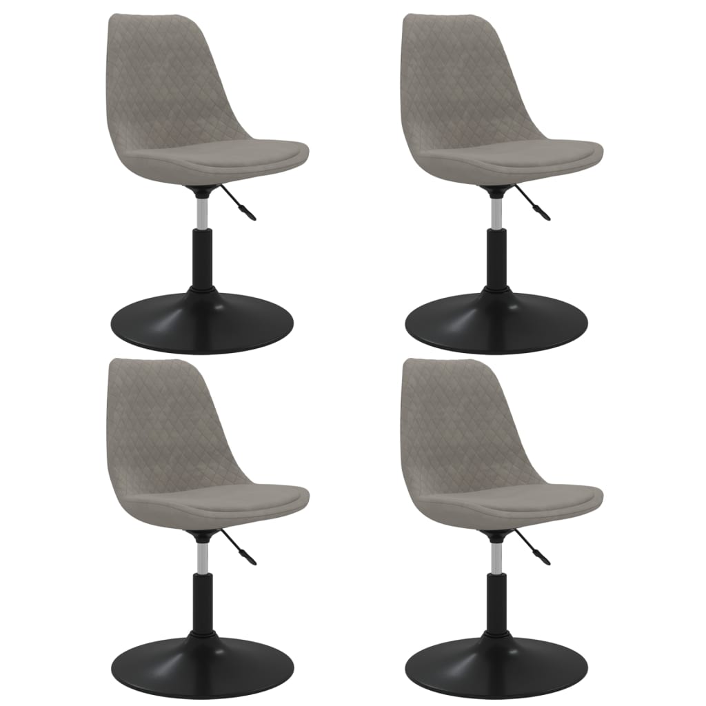 Dining room chairs 4 pcs. Swivel light gray velvet