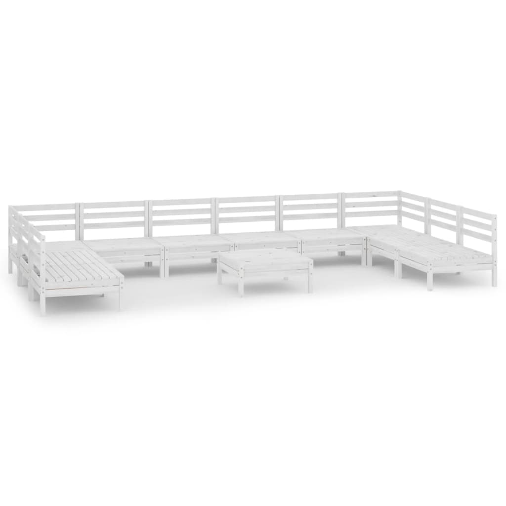 11-piece garden lounge set white solid pine