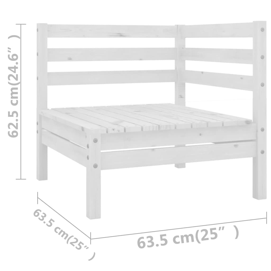 11-piece garden lounge set white solid pine