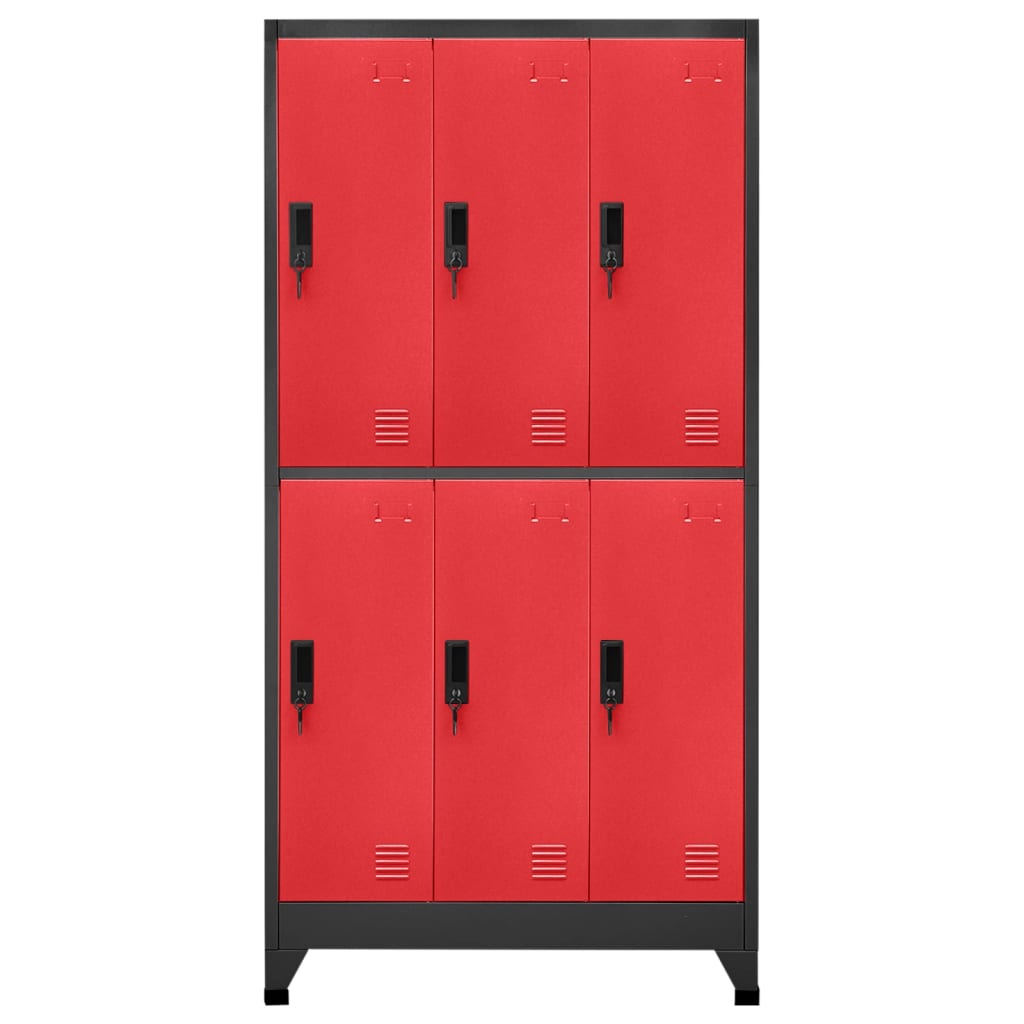 Locker cabinet anthracite and red 90x45x180 cm steel