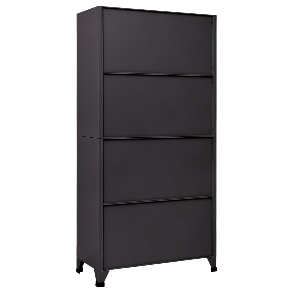 Locker cabinet anthracite and red 90x45x180 cm steel