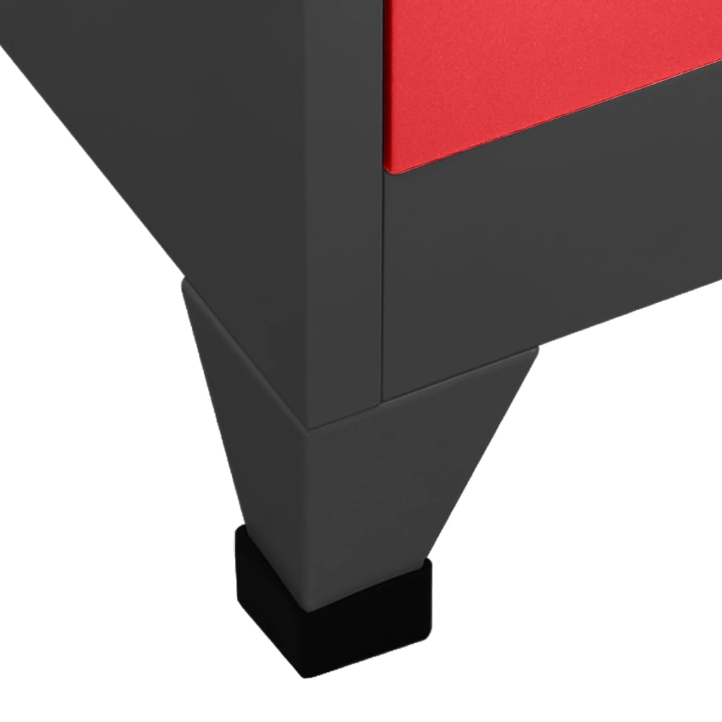Locker cabinet anthracite and red 90x45x180 cm steel