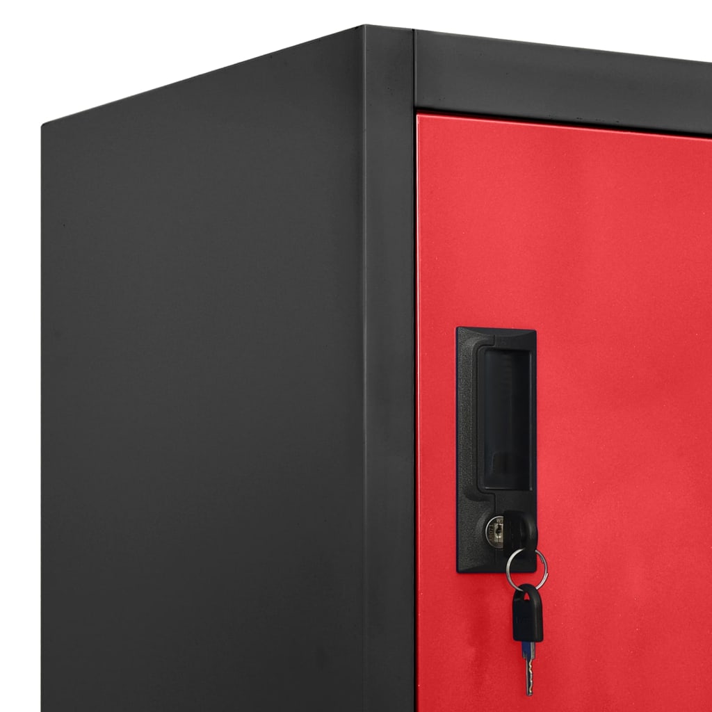 Locker cabinet anthracite and red 90x45x180 cm steel