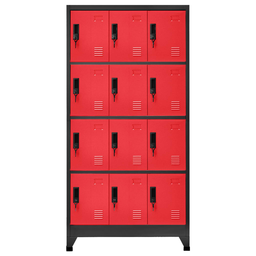 Locker cabinet anthracite and red 90x45x180 cm steel