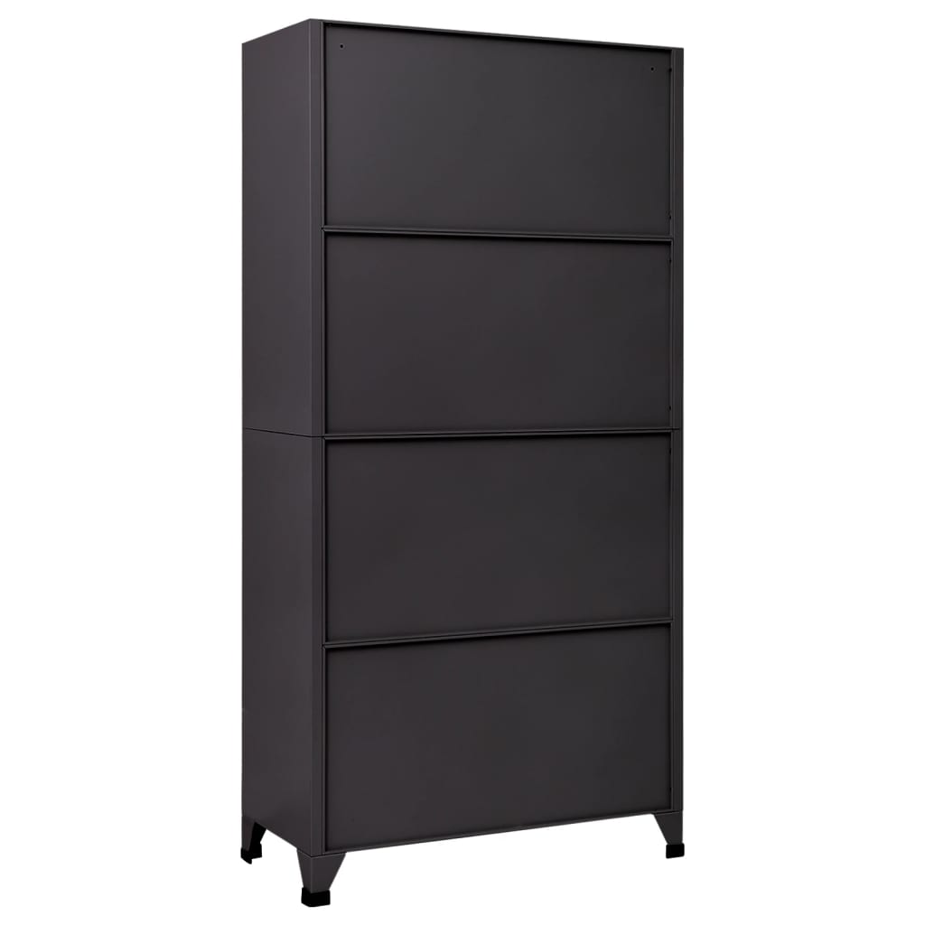 Locker cabinet anthracite and red 90x45x180 cm steel