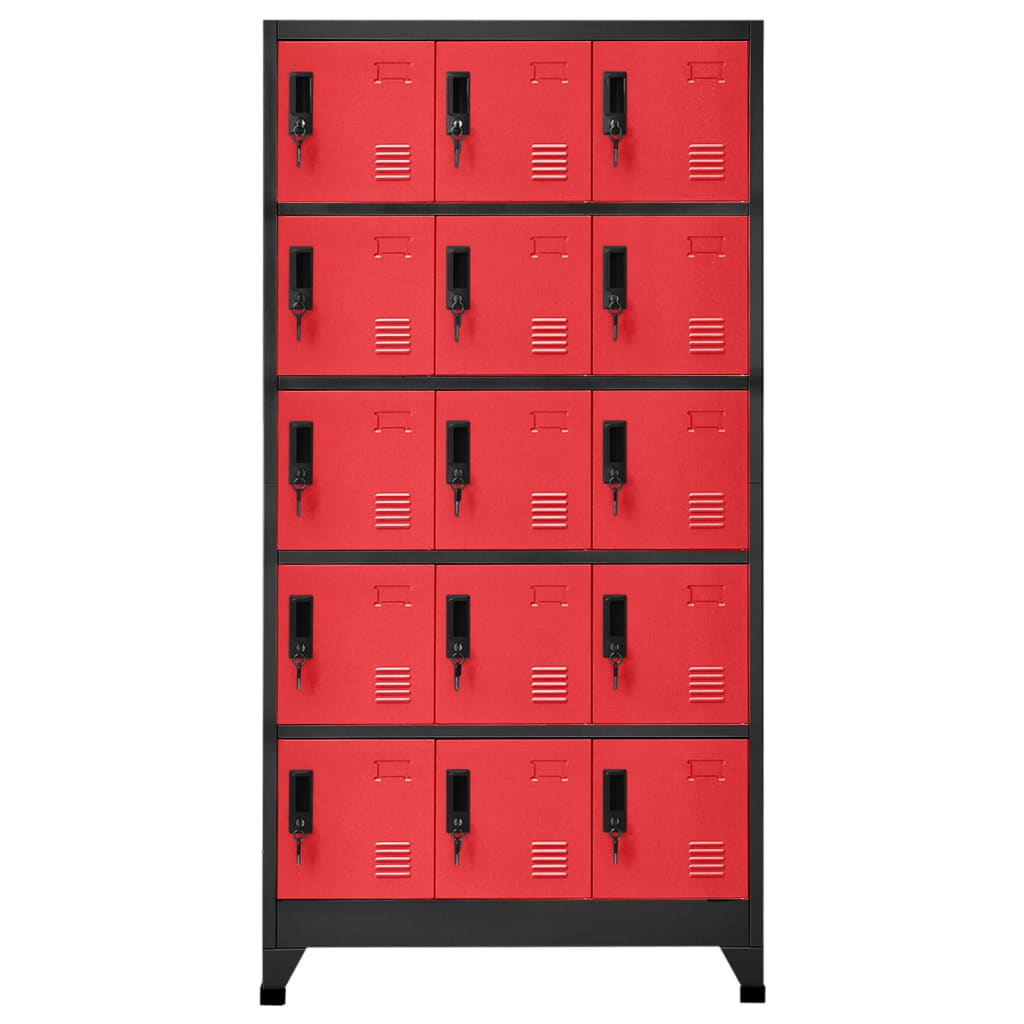 Locker cabinet anthracite and red 90x40x180 cm steel