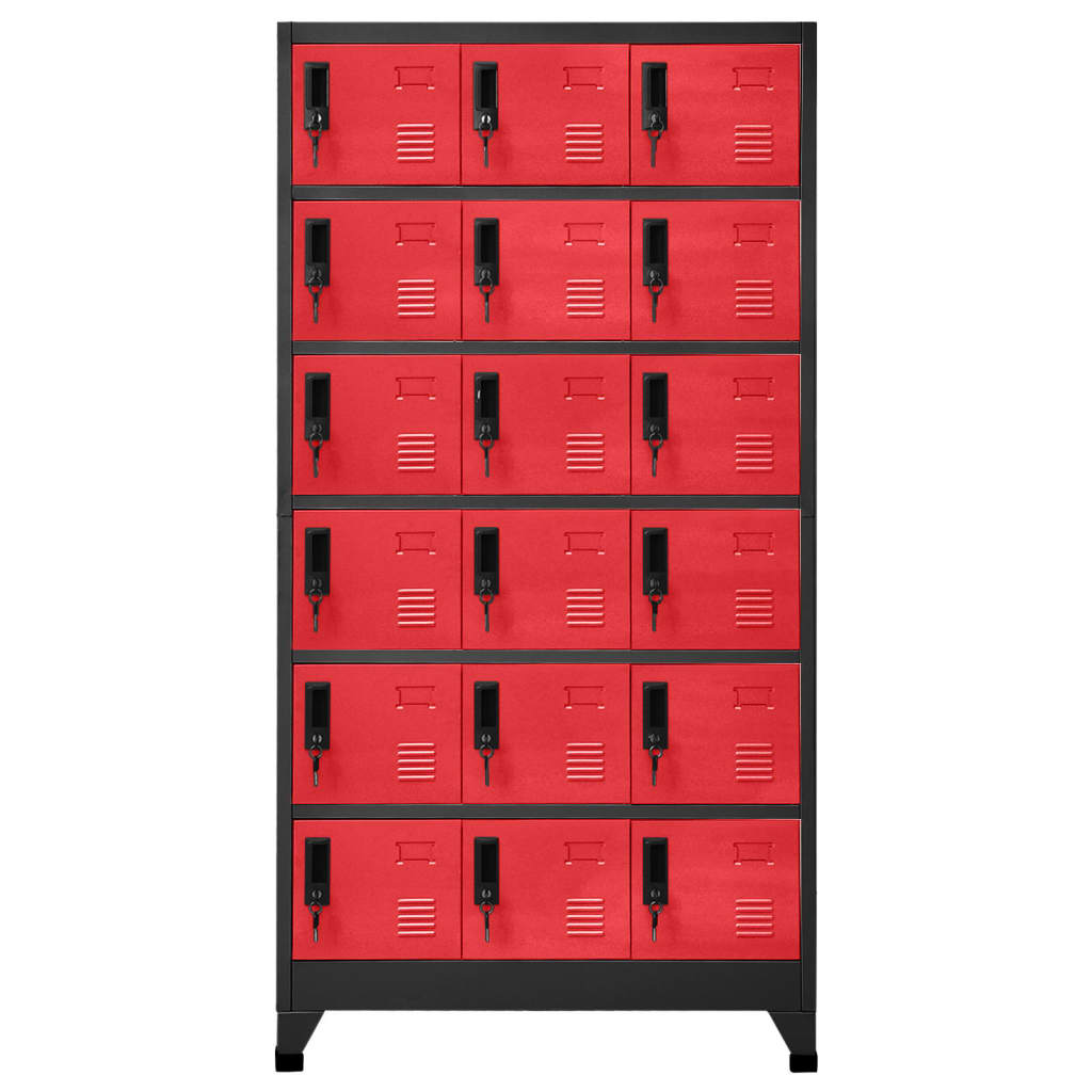 Locker cabinet anthracite and red 90x40x180 cm steel