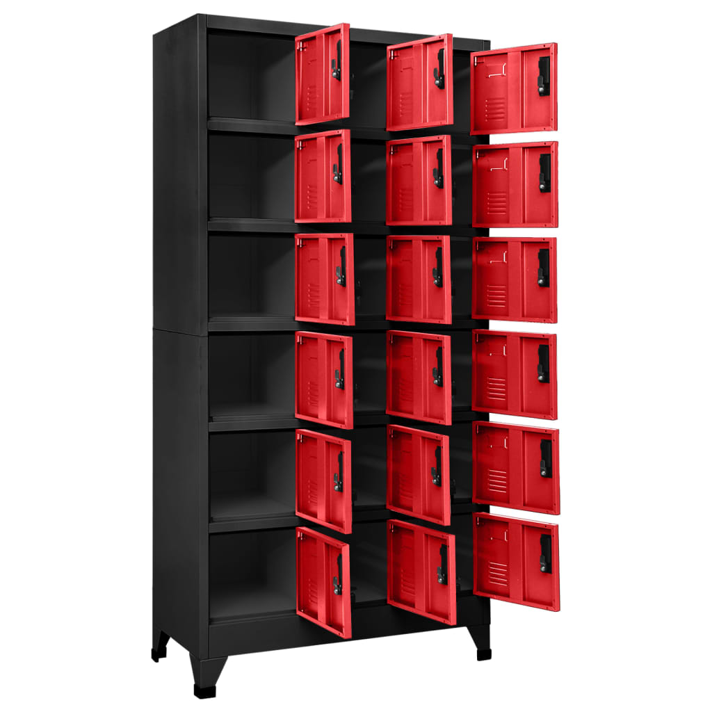 Locker cabinet anthracite and red 90x40x180 cm steel