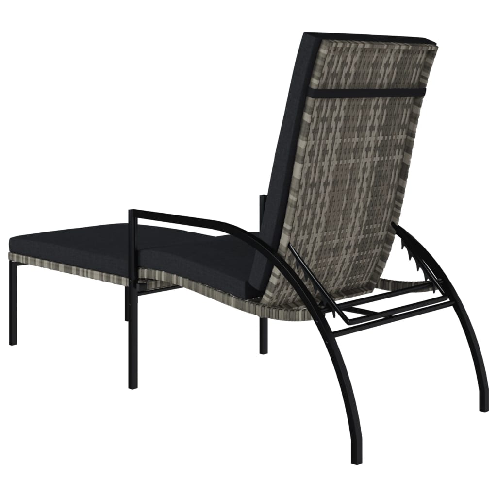 Sun loungers 2 pcs. with footstool PE rattan grey