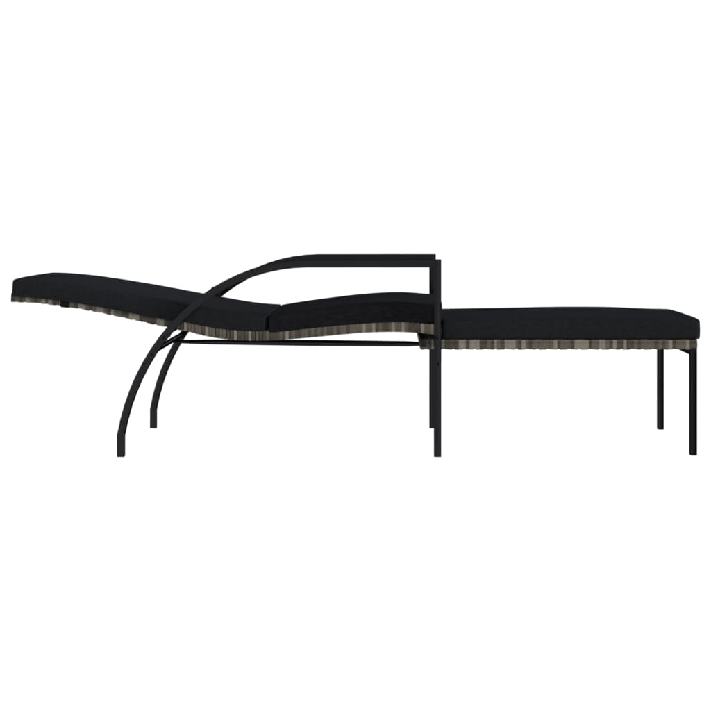 Sun loungers 2 pcs. with footstool PE rattan grey
