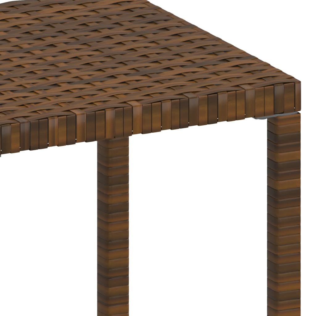 Sun loungers 2 pieces with table poly rattan brown