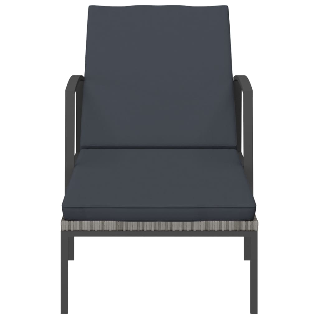 Sun loungers 2 pieces with table poly rattan gray
