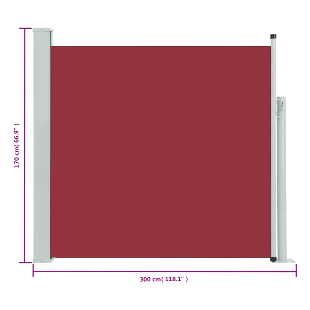 Seitenmarkise Ausziehbar 170x300 cm Rot