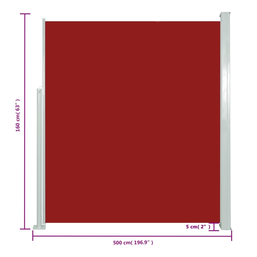 Seitenmarkise Ausziehbar 160x500 cm Rot
