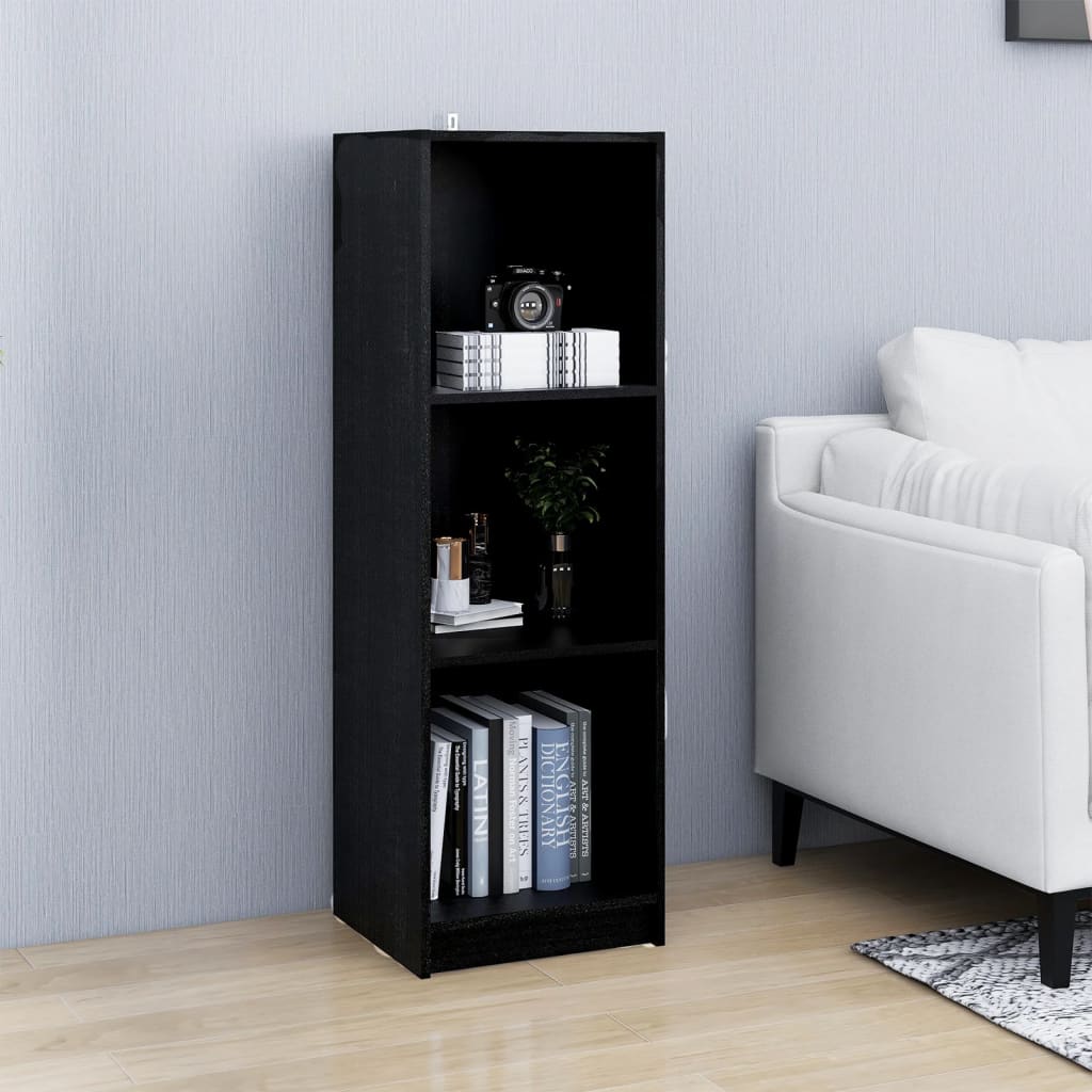 Bibliothèque/séparateur de pièce noir 36x33x110 cm bois de pin massif