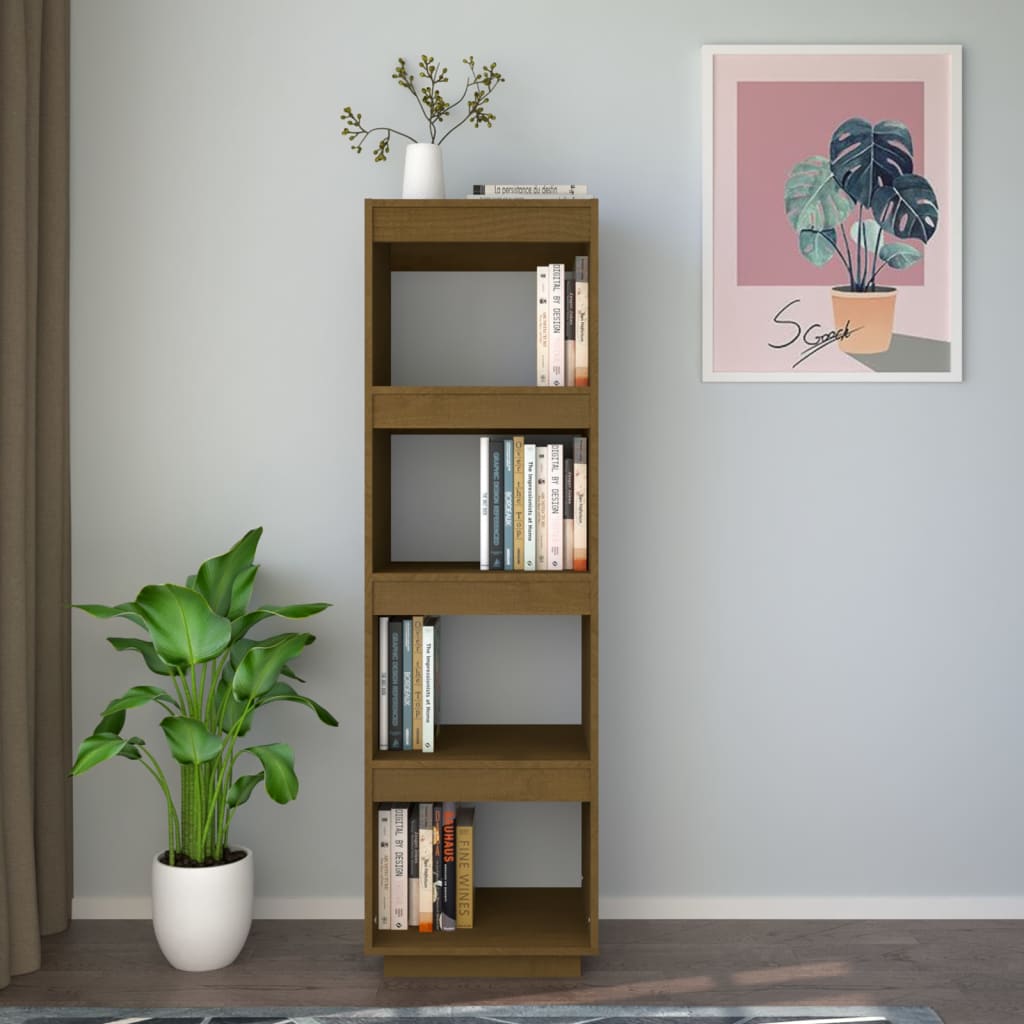 Bibliothèque/séparateur de pièce marron miel 40x35x135 bois de pin massif