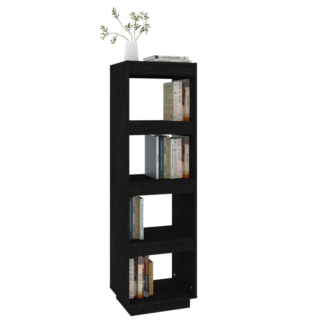 Bibliothèque/séparateur de pièce noir 40x35x135 cm bois de pin massif