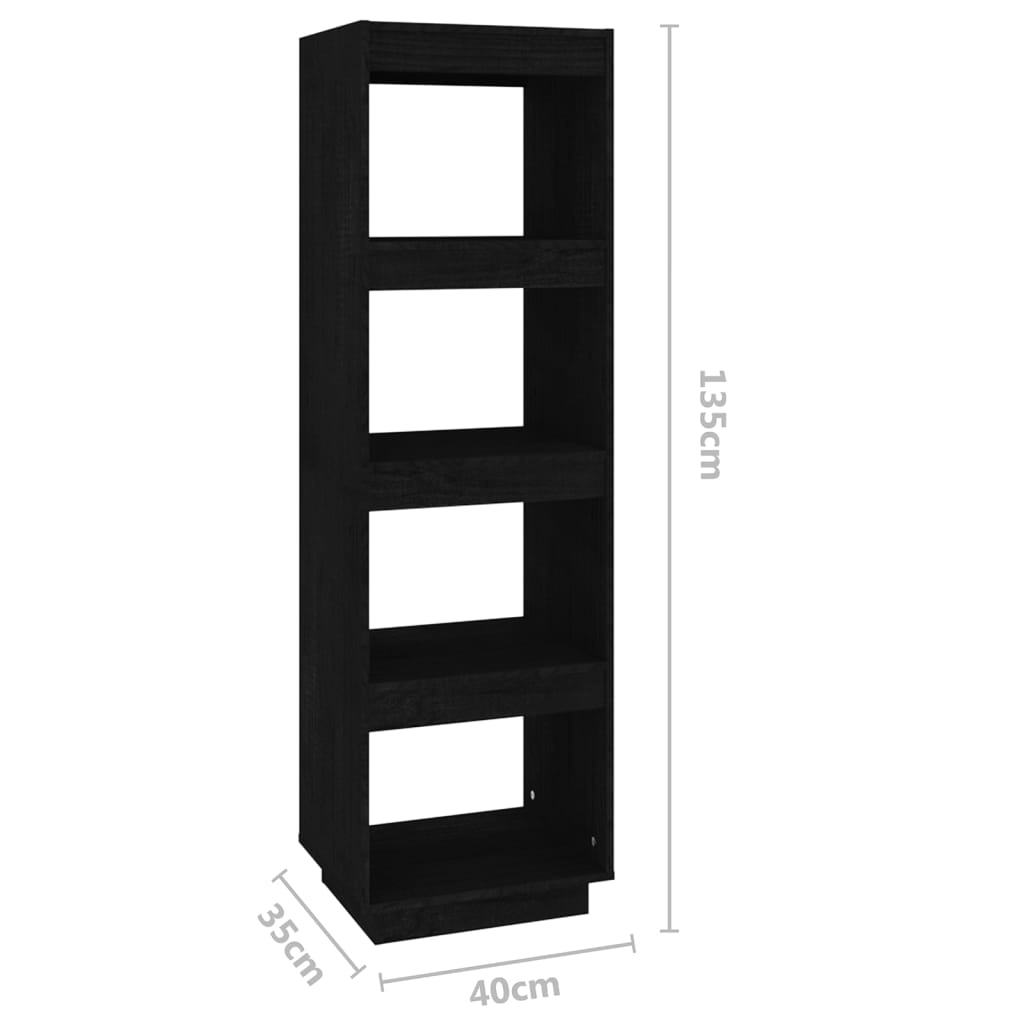 Bibliothèque/séparateur de pièce noir 40x35x135 cm bois de pin massif