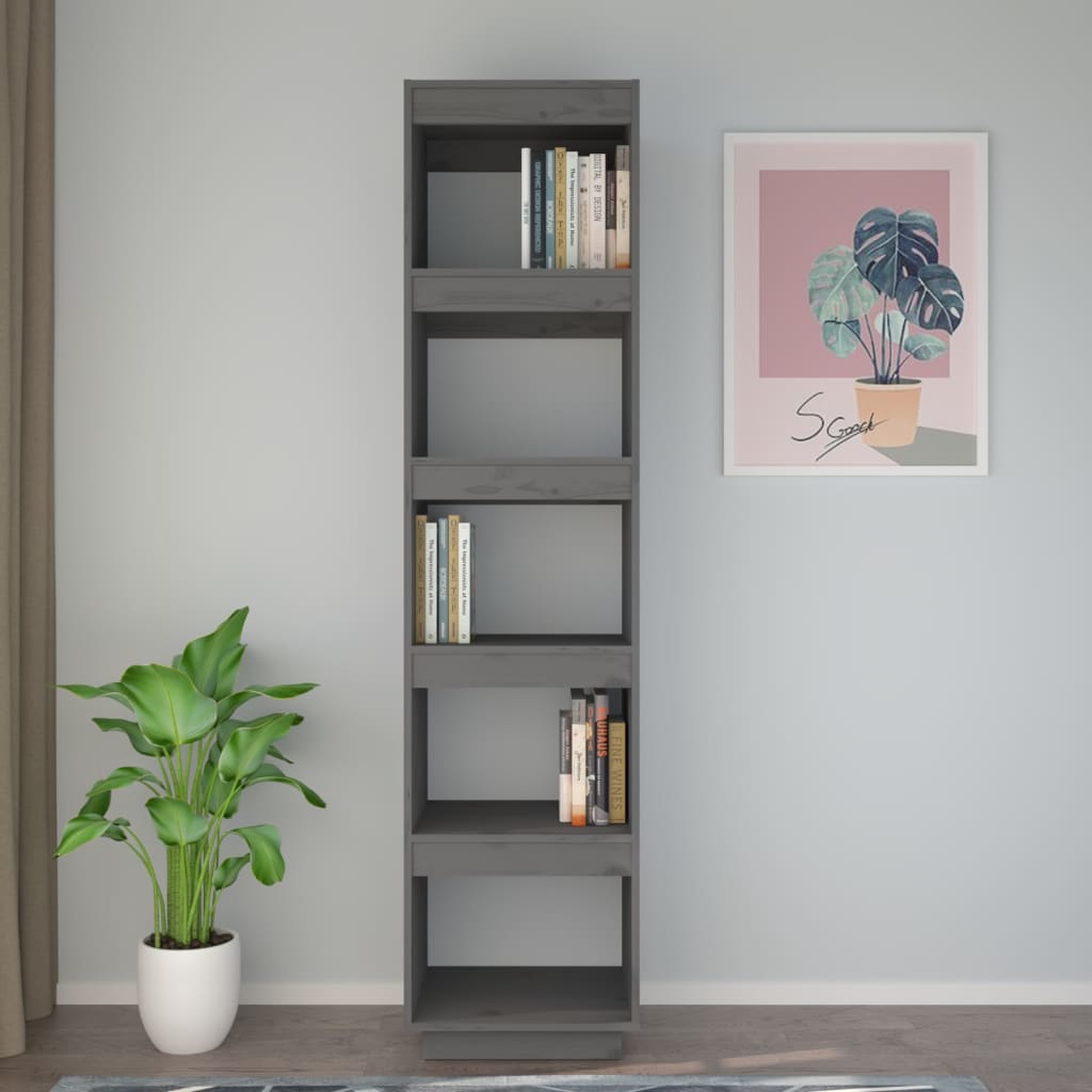 Bibliothèque/séparateur de pièce gris 40x35x167 cm bois de pin massif