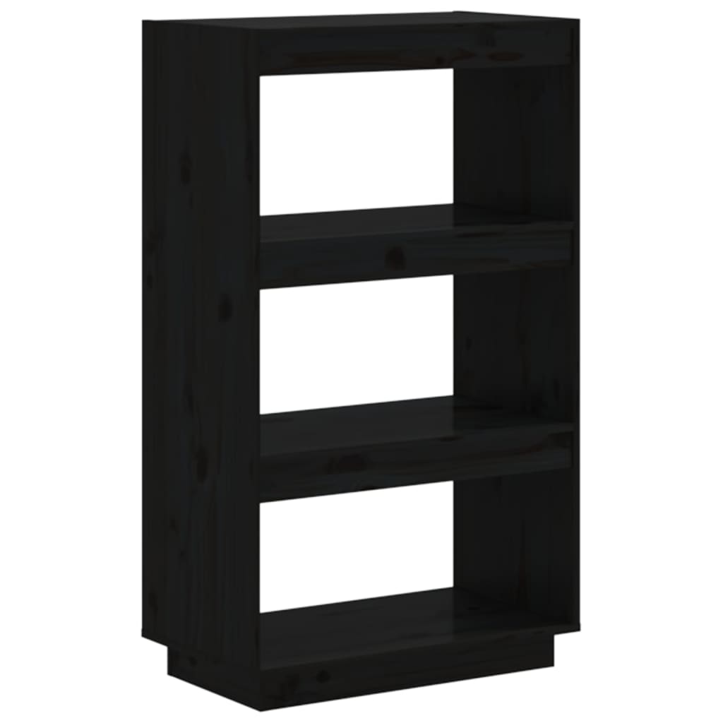 Bibliothèque/séparateur de pièce noir 60x35x103 cm bois de pin massif