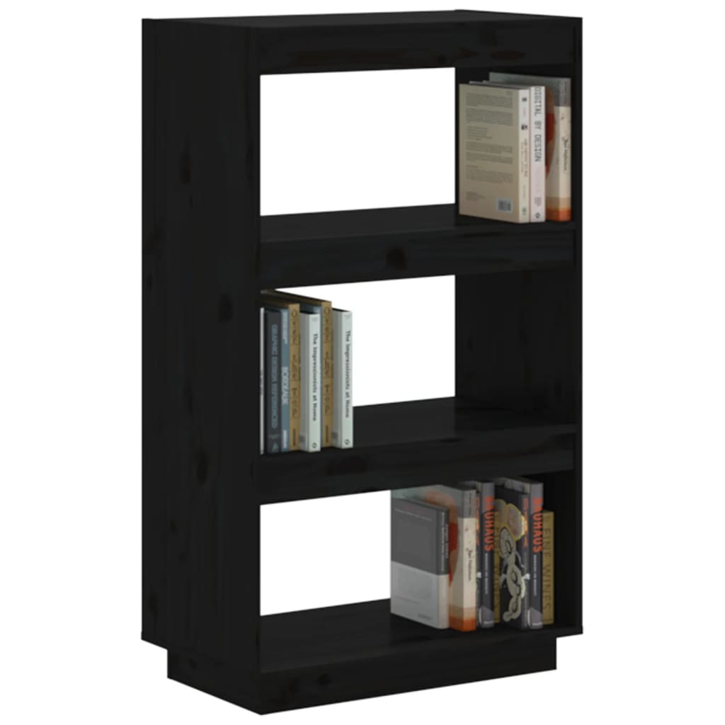 Bibliothèque/séparateur de pièce noir 60x35x103 cm bois de pin massif