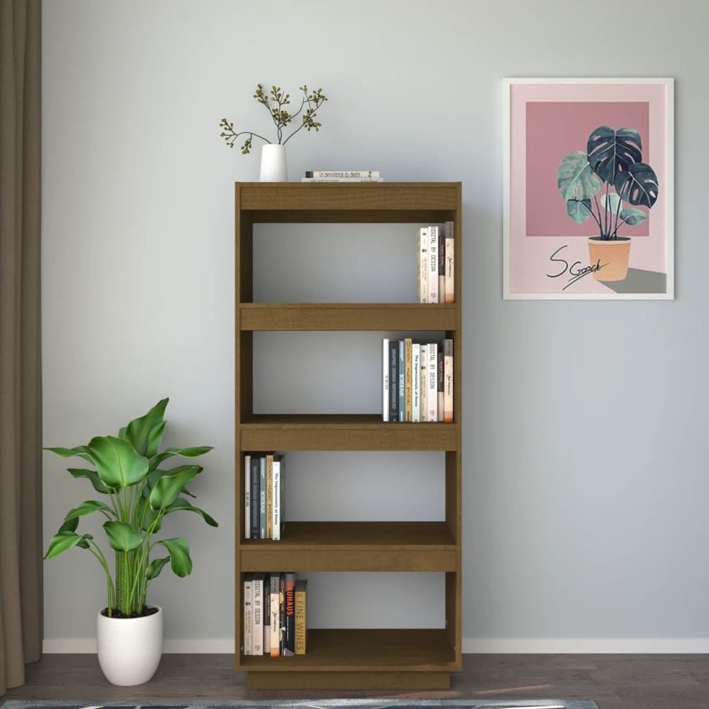 Bibliothèque/séparateur de pièce marron miel 60x35x135 bois de pin massif
