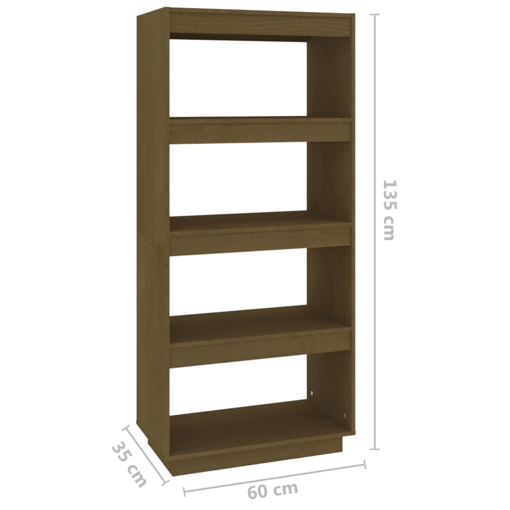Bibliothèque/séparateur de pièce marron miel 60x35x135 bois de pin massif