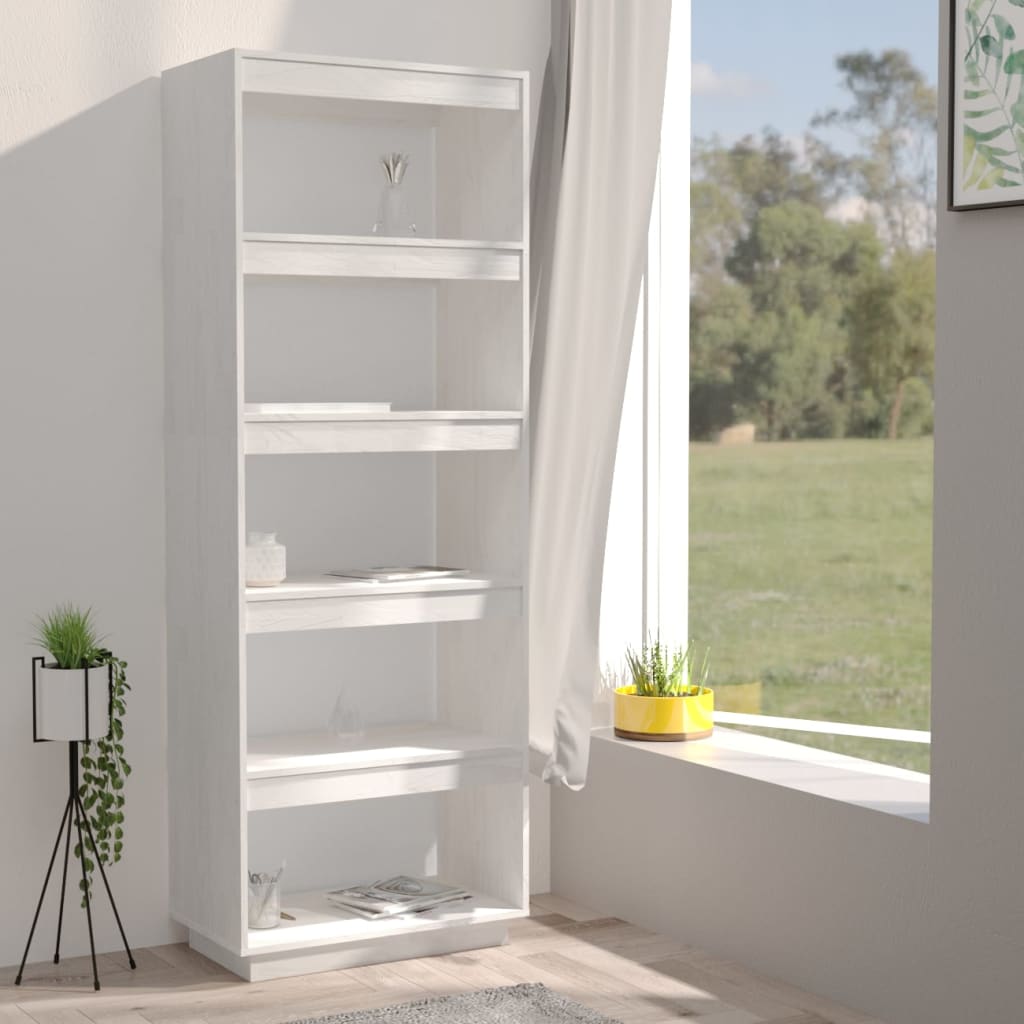 Bookcase/room divider white 60x35x167 cm solid pine wood