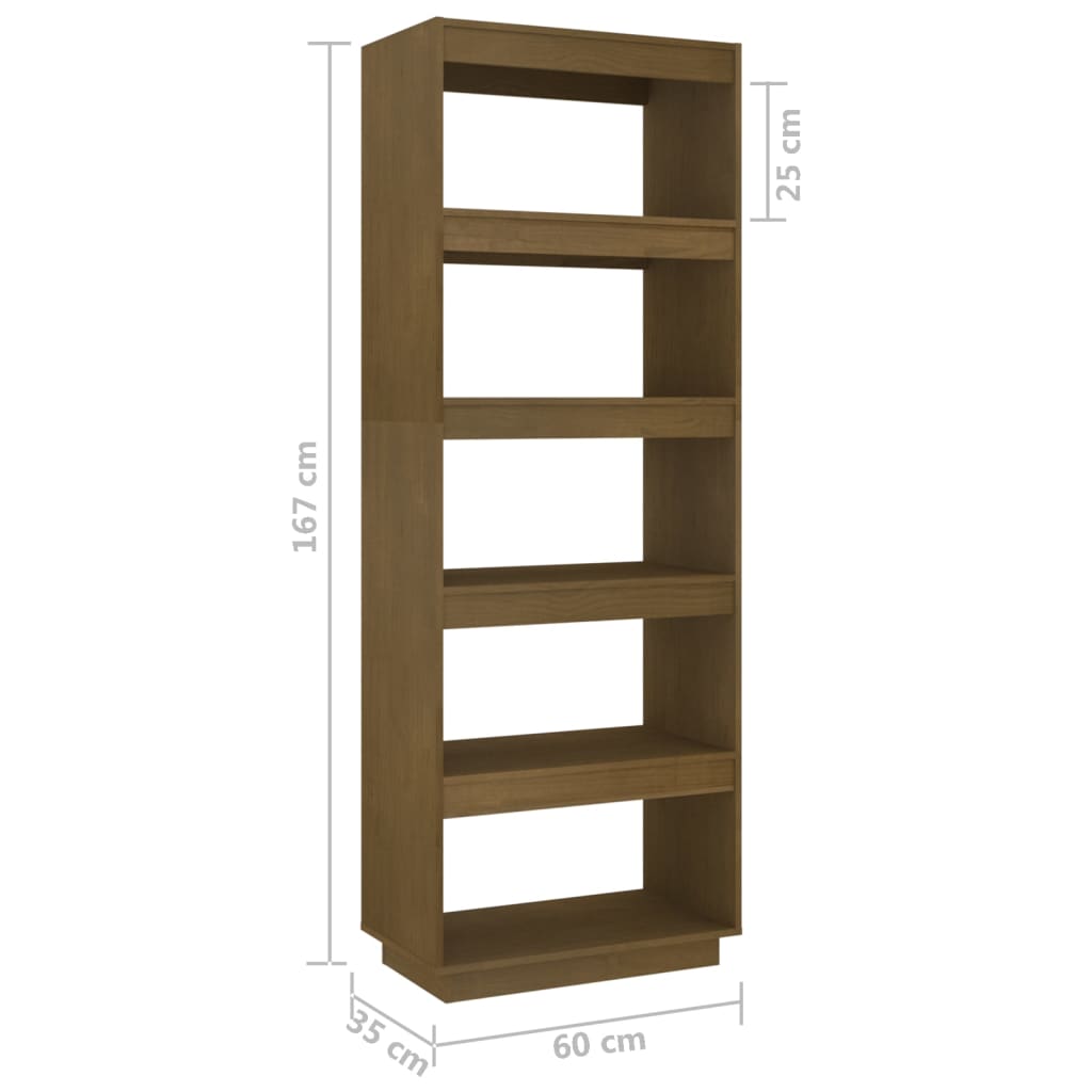 Bookcase/room divider honey brown 60x35x167 solid pine wood