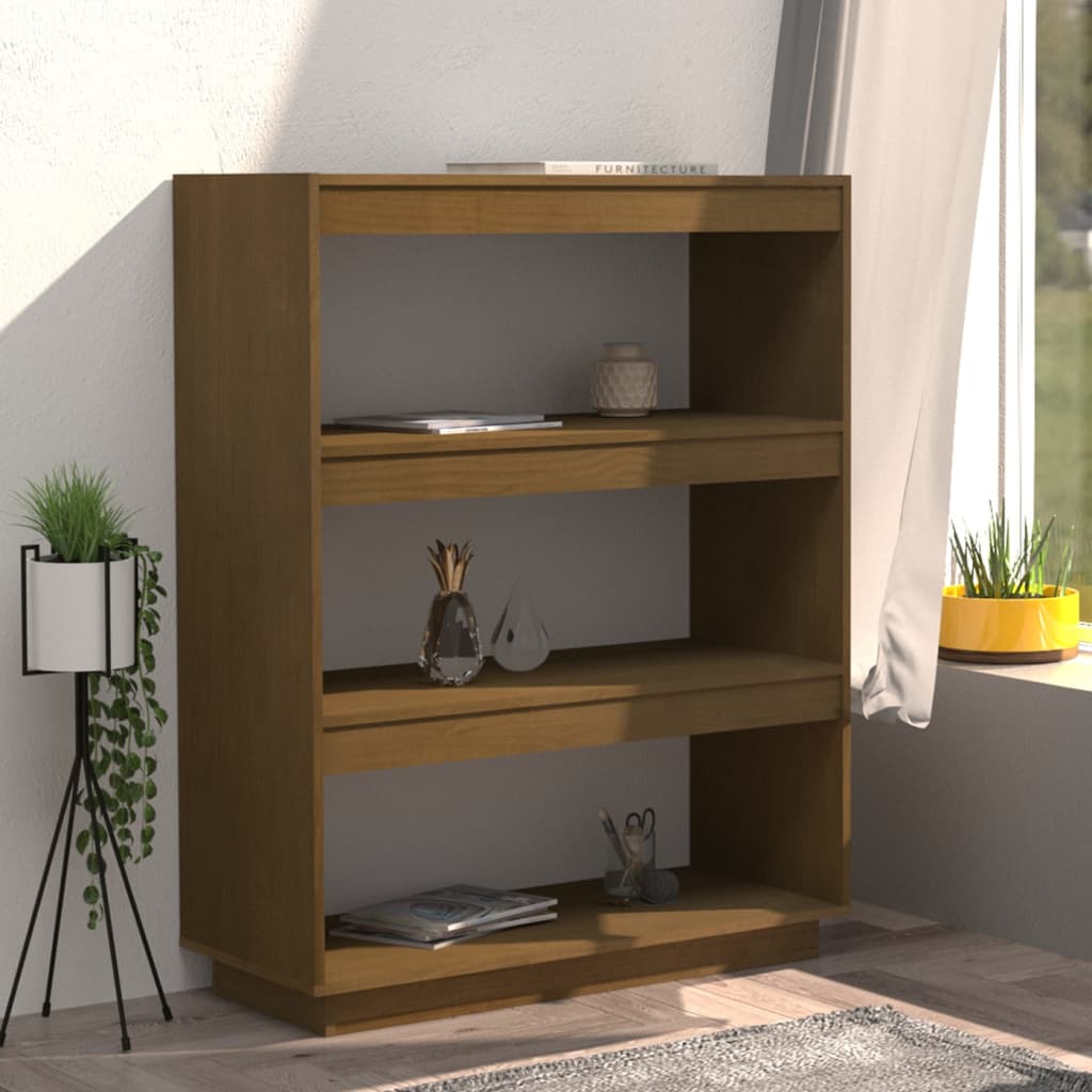 Bibliothèque/séparateur de pièce marron miel 80x35x103 bois de pin massif