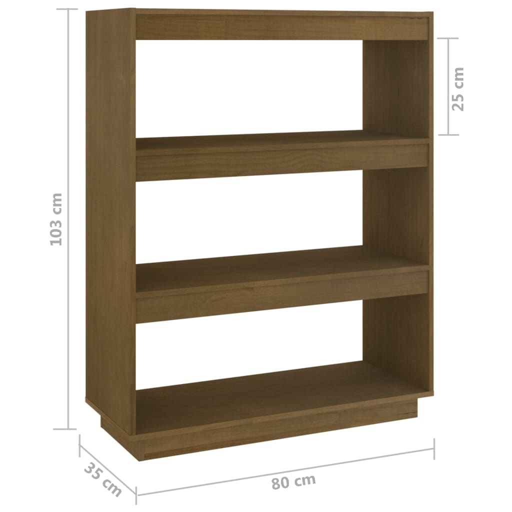 Bibliothèque/séparateur de pièce marron miel 80x35x103 bois de pin massif