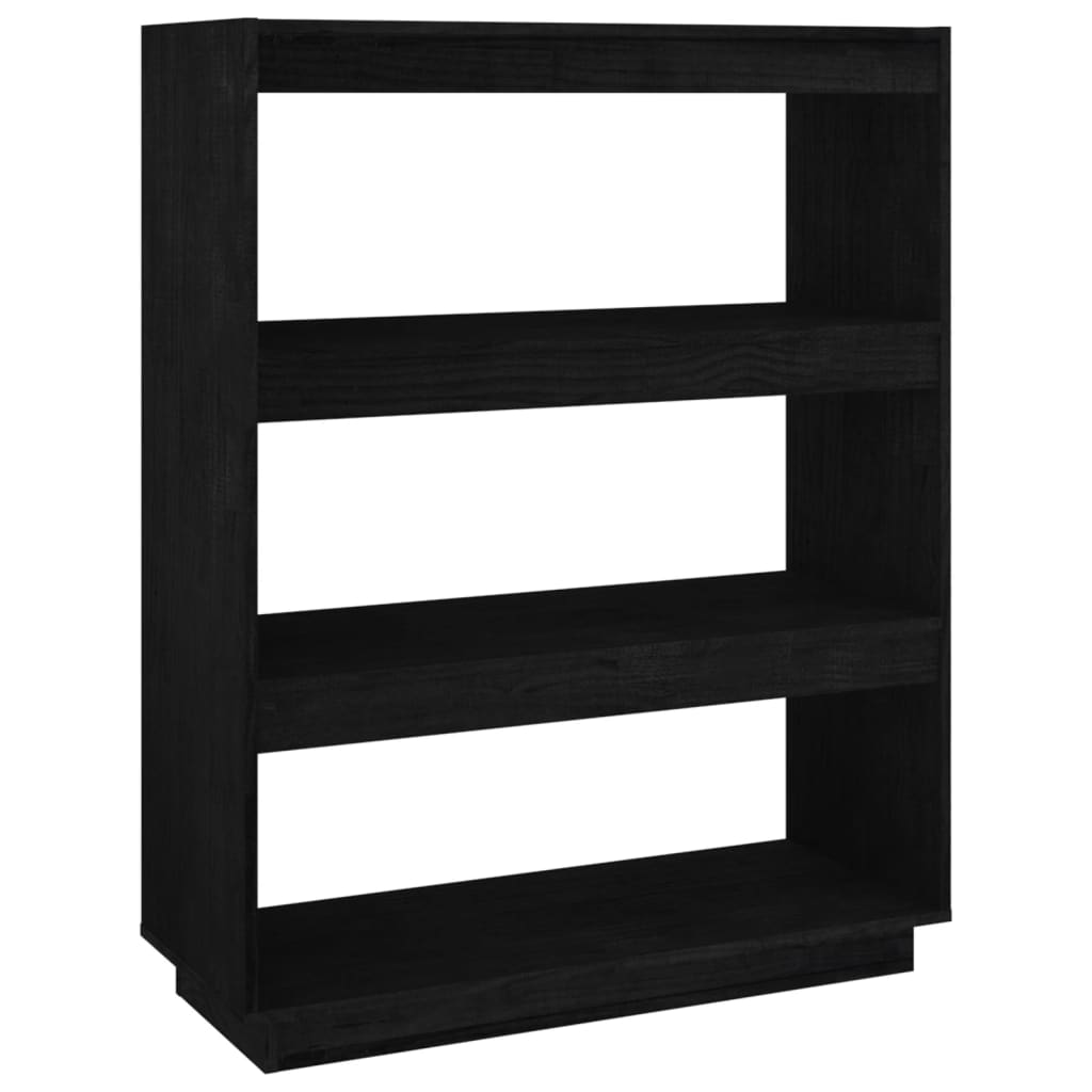 Bibliothèque/séparateur de pièce noir 80x35x103 cm bois de pin massif
