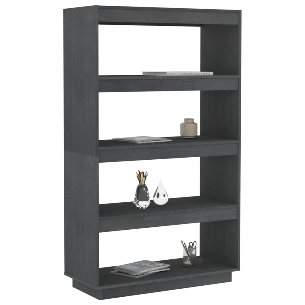 Bibliothèque/séparateur de pièce gris 80x35x135 cm bois de pin massif