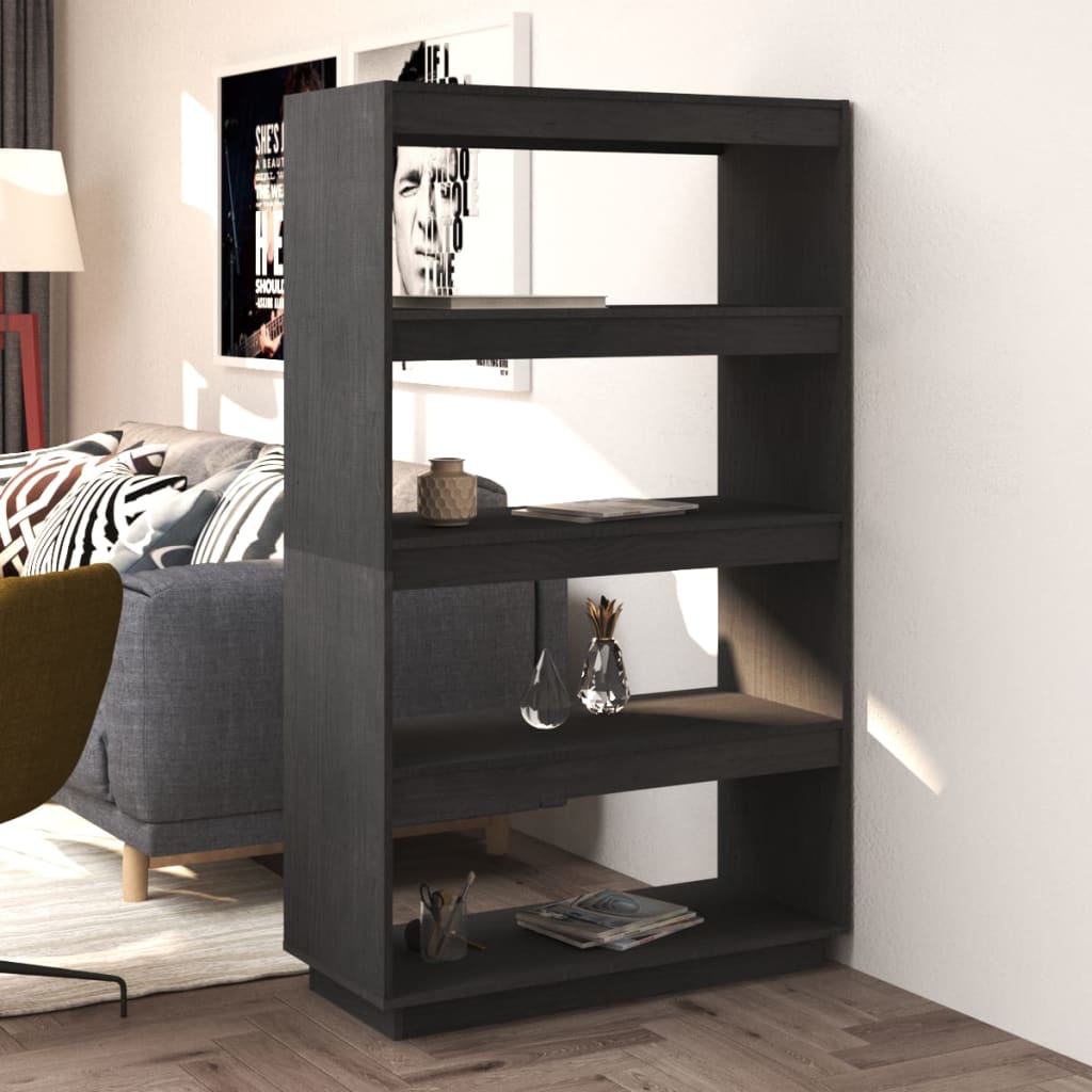 Bibliothèque/séparateur de pièce gris 80x35x135 cm bois de pin massif
