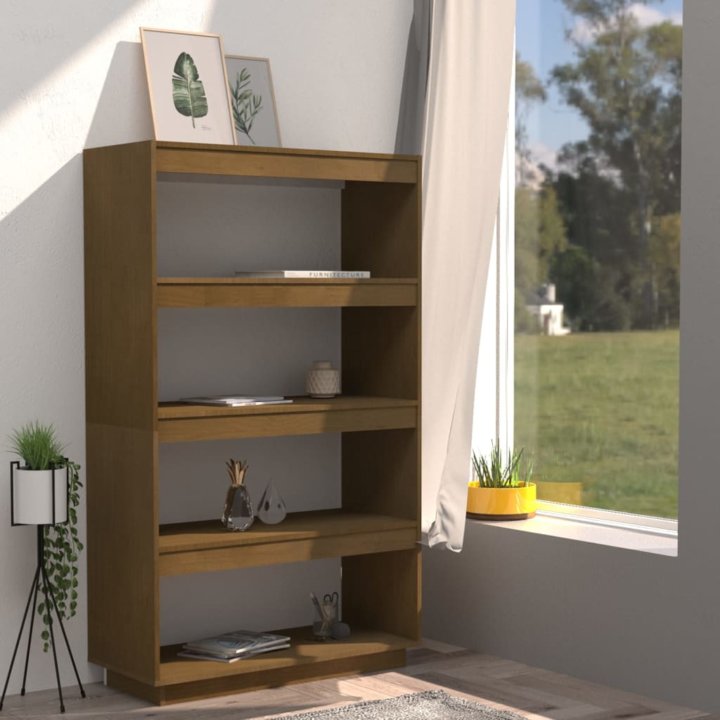 Bibliothèque/séparateur de pièce marron miel 80x35x135 bois de pin massif