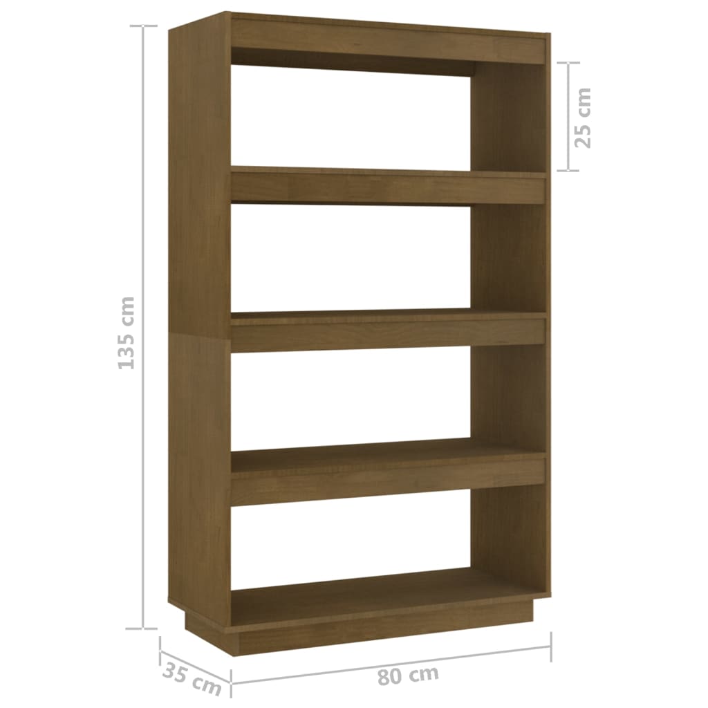 Bibliothèque/séparateur de pièce marron miel 80x35x135 bois de pin massif